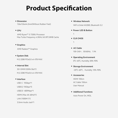 Beelink EQR5 AMD Ryzen™ 3 7330U
